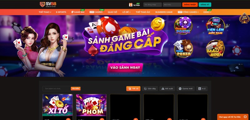 Các game bài tại sv88